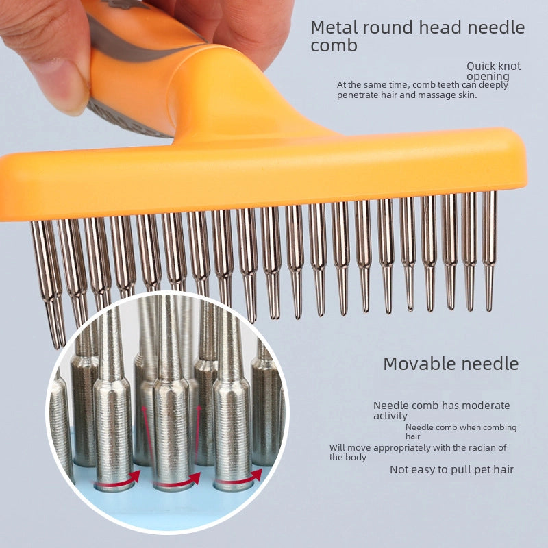 Pet Supplies Double Row Nail Rake Comb Dog Comb Teddy Pet Needle Comb Open Knot Hair Brush Beauty Rake Comb