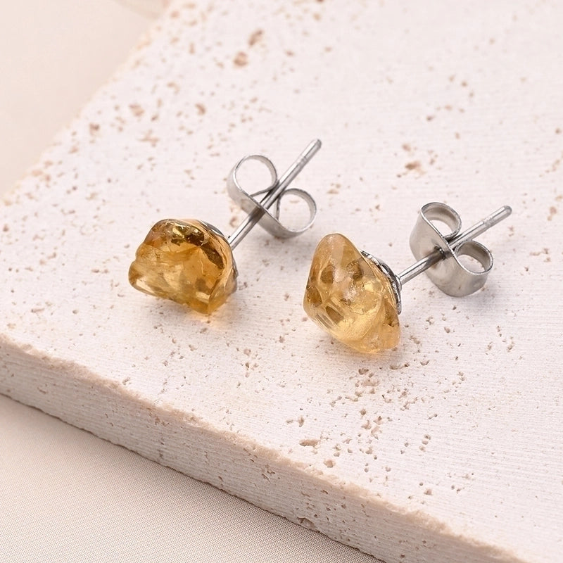 1 Pair IG Style Casual Irregular Simple Irregular Polishing Inlay 304 Stainless Steel Natural Stone Crystal Agate Obsidian Ear Studs