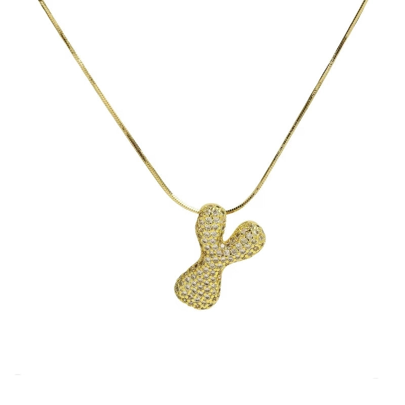Minimalist Classic Style Letter Copper Plating 18K Gold Plated Pendant Necklace
