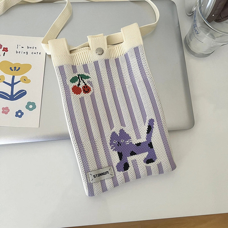 Women's Polyester Printing Animal Color Block Cute Square Buckle Shoulder Bag Phone Wallets