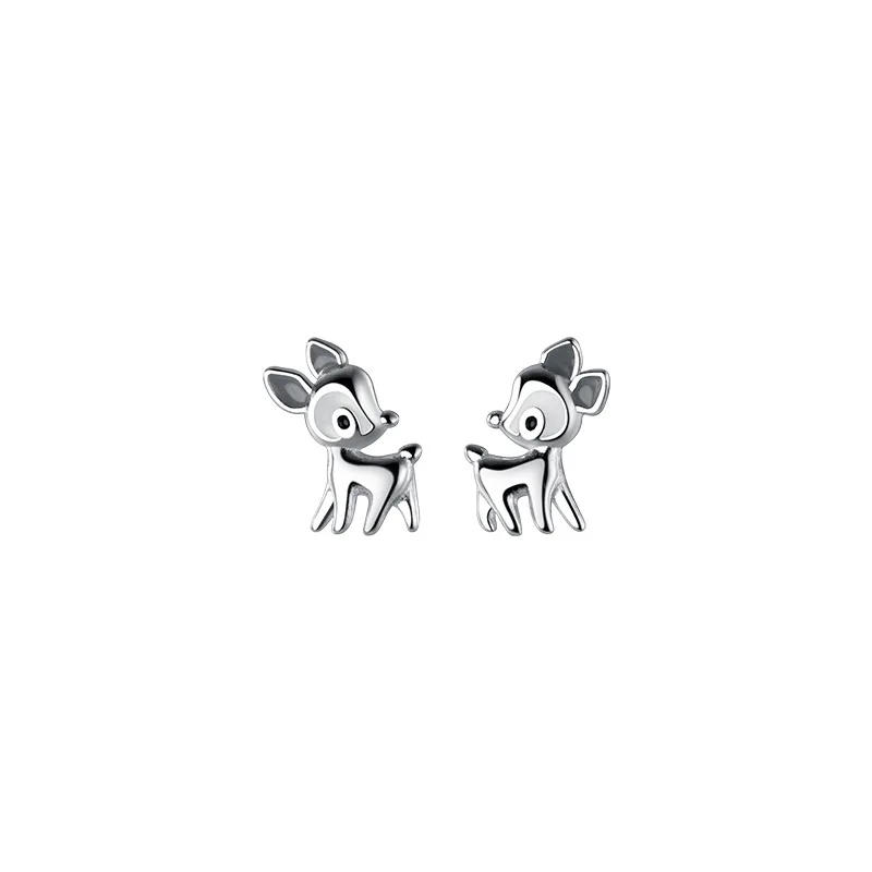 925 Sterling Silver Cute Animal Deer Shape Rose Gold Plated Ear Stud Earrings Jewelry for Women Girls