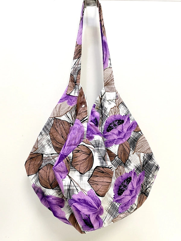 Women's Large Cotton Color Block Vintage Style Classic Style Dumpling Shape Magnetic Buckle Shoulder Bag