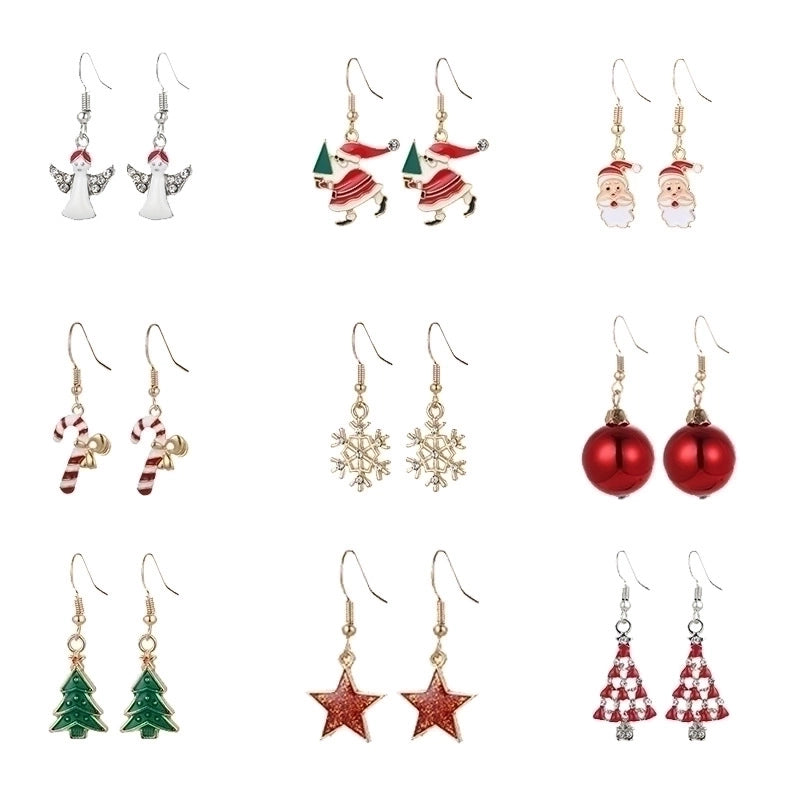 Fashion Santa Claus Christmas Socks Bell Epoxy Alloy Earrings