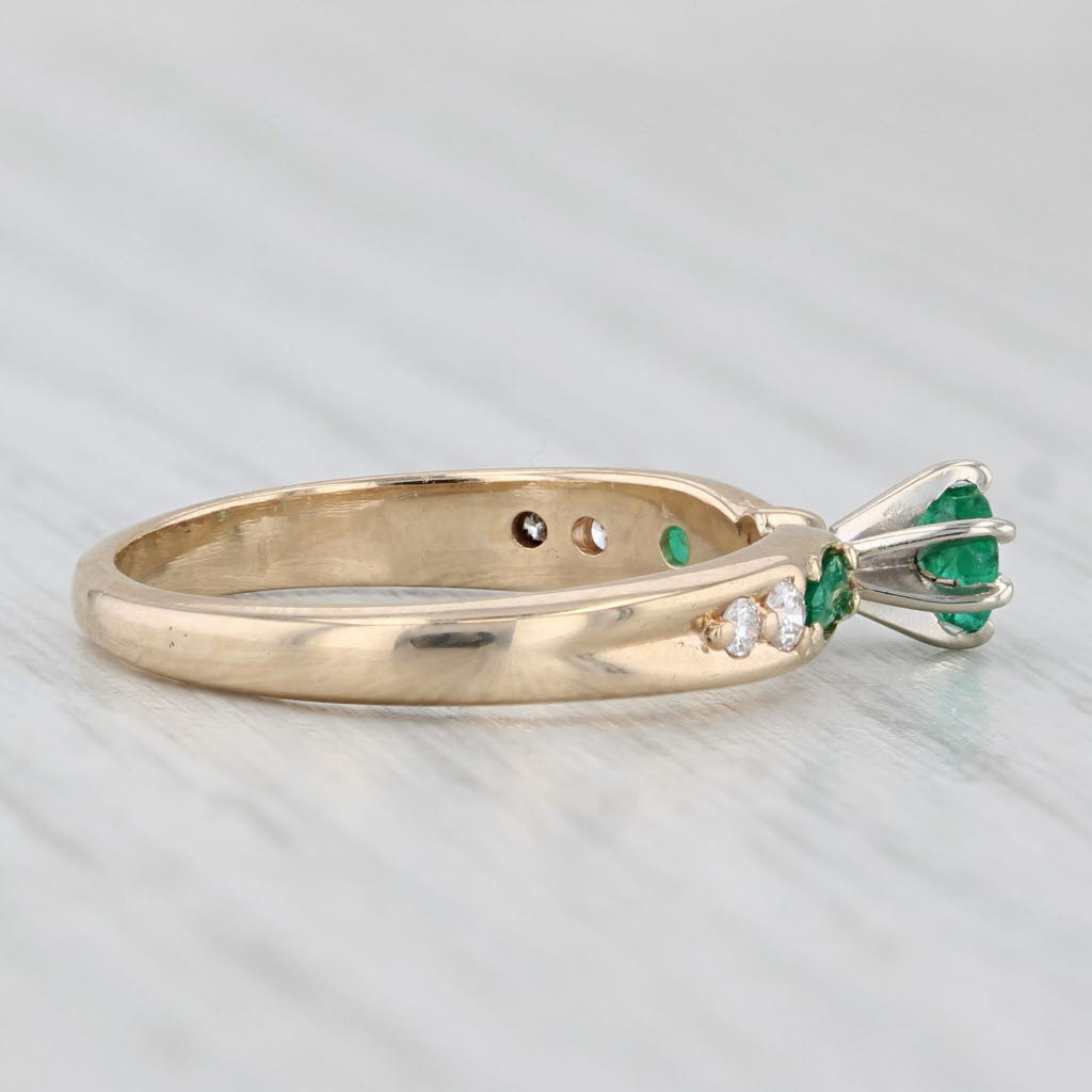 0.27ctw Emerald Diamond Ring 14k Yellow Gold Size 5 Engagement