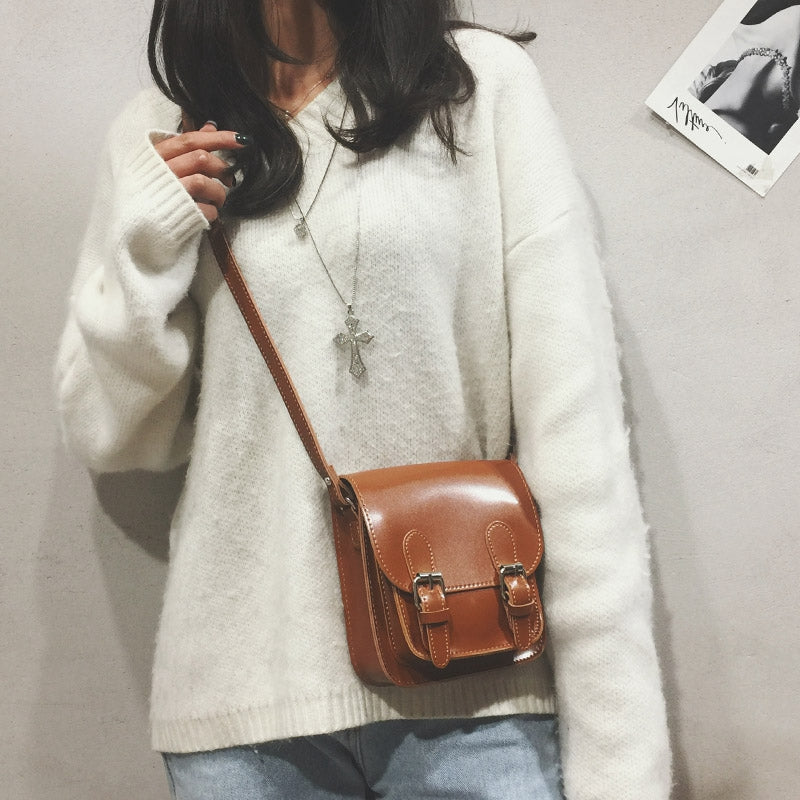 PU Leather Buckle Messenger Bag