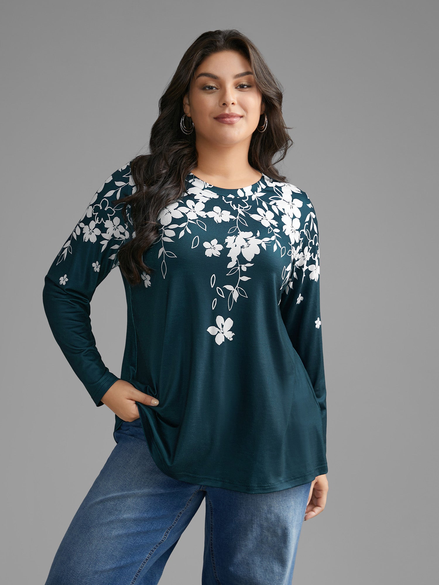 Round Neck Boho Print T-Shirt