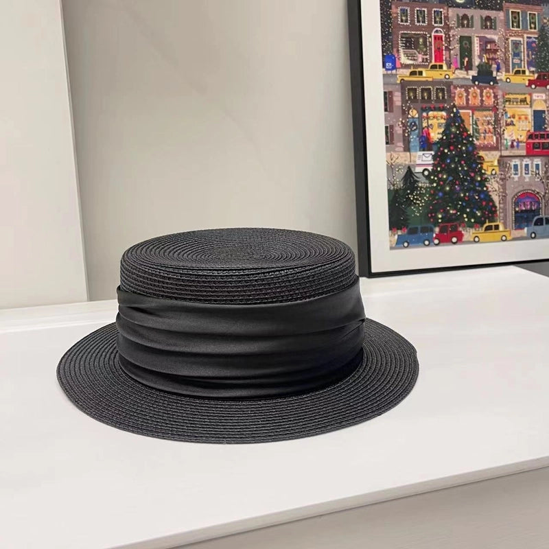 Women's Elegant Minimalist Color Block Wide Eaves Straw Hat
