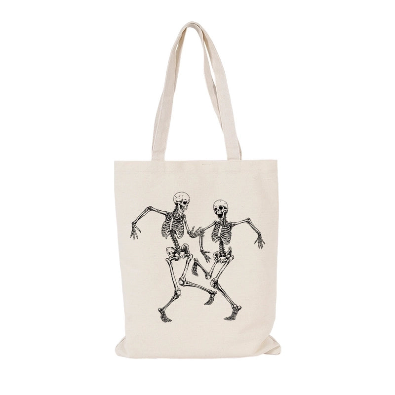 Women's Casual Pumpkin Skeleton Shopping Bags