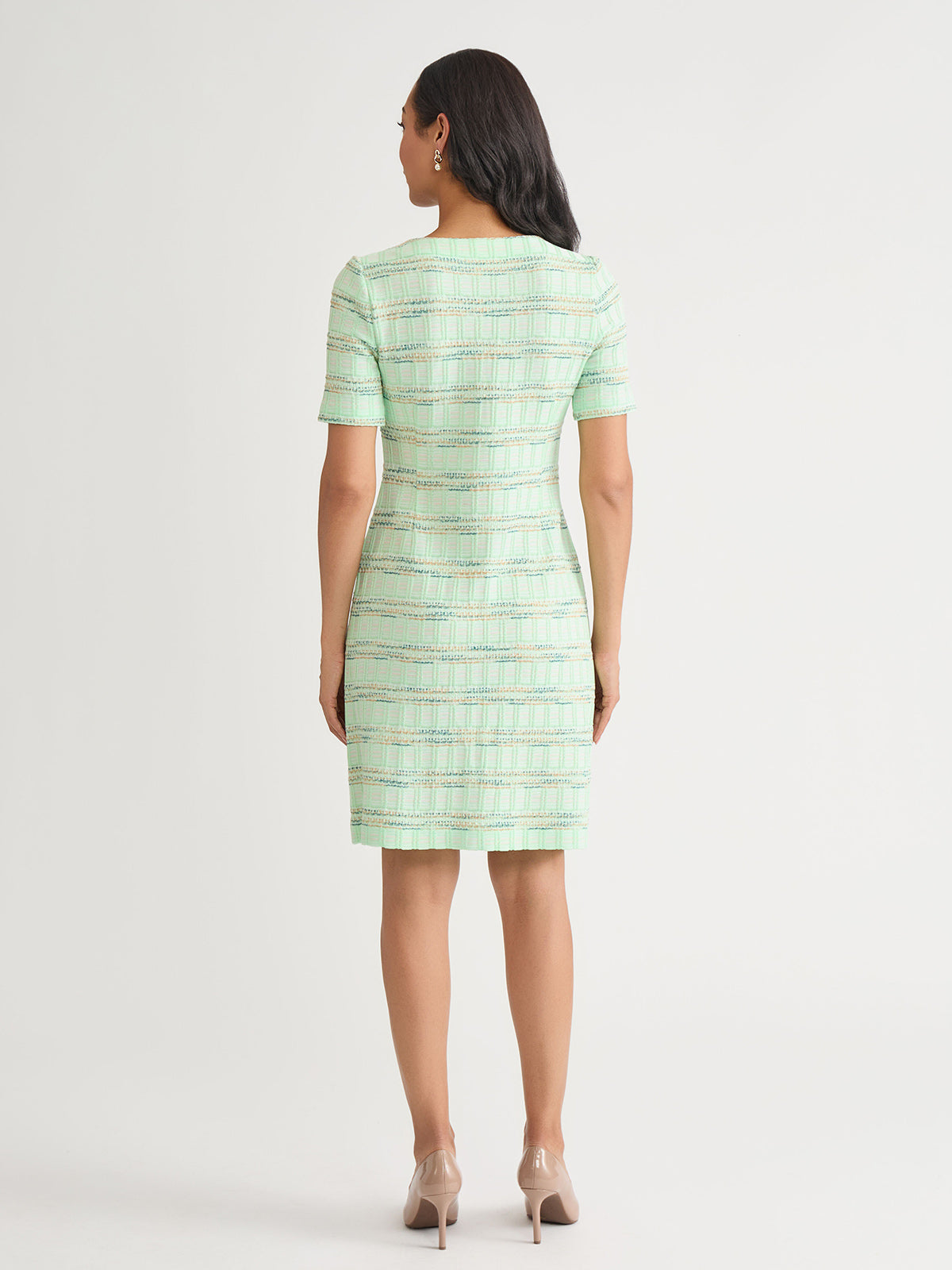 A-Line Soft Plaid Textured Knit Dress - True Fit
