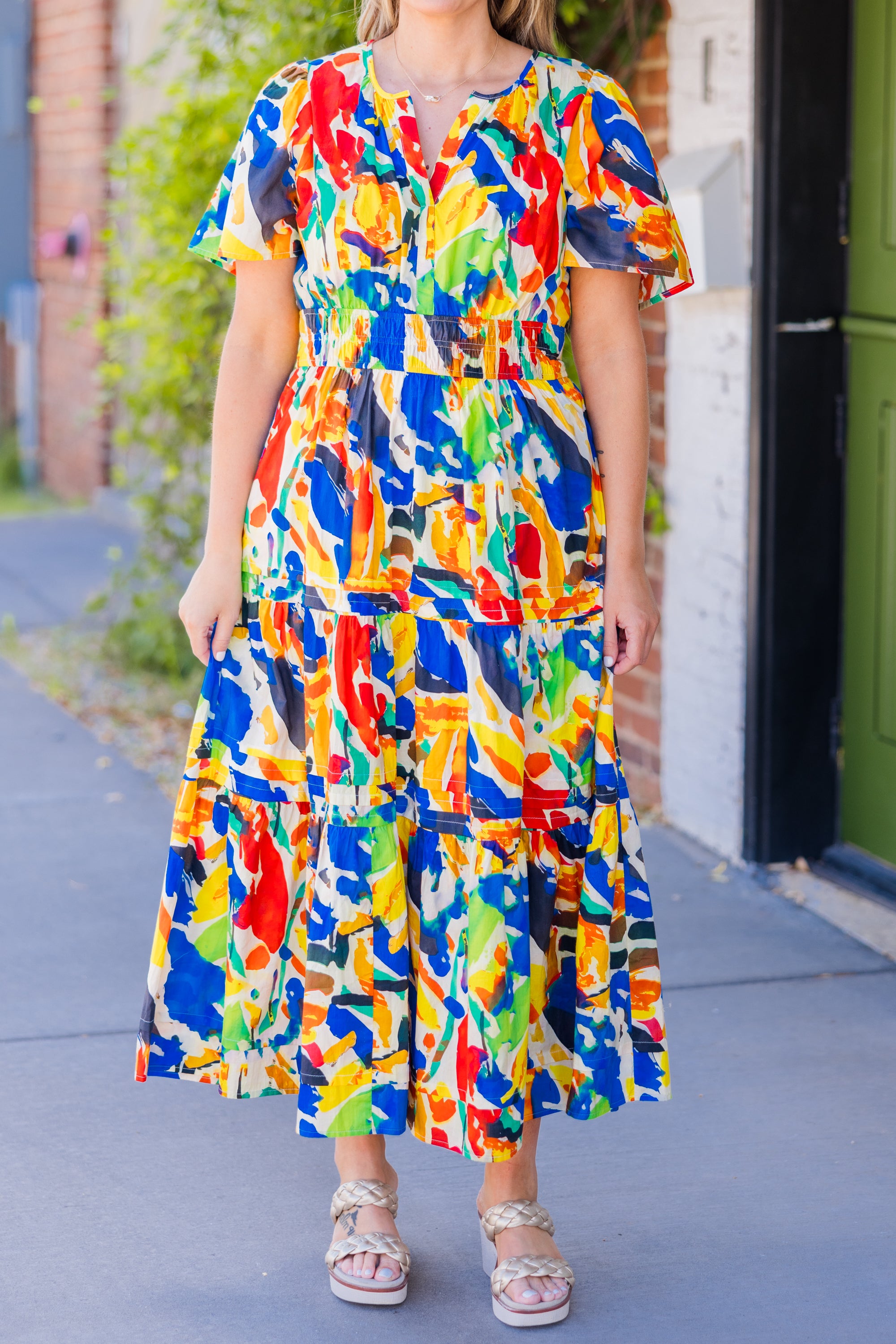 Wish Me Joy Dress. Blue Watercolor