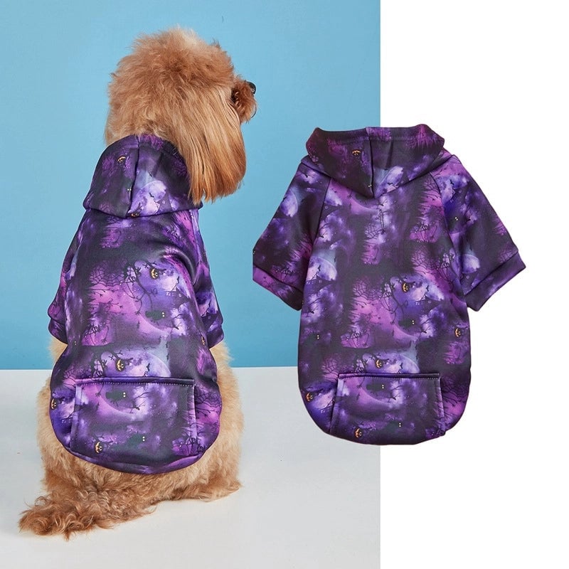 Funny Polyester Halloween Pumpkin Moon Spider Web Pet Clothing