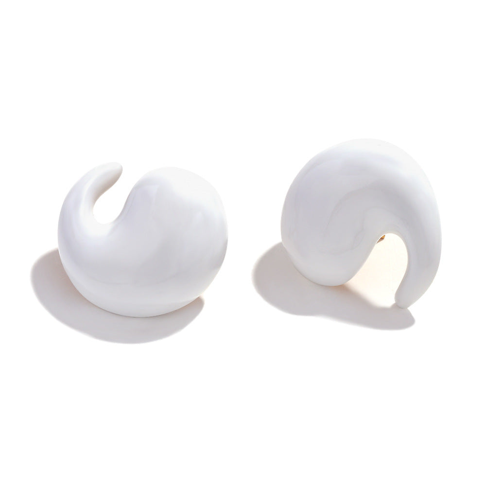 Fashion Petal Geometric Flower Stainless Steel 18K Gold Plated Earrings