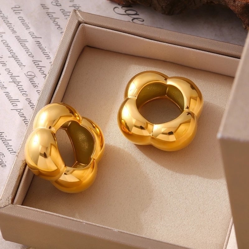 Elegant Exaggerated Minimalist Geometric 304 Stainless Steel 18K Gold Plated Plating Rings