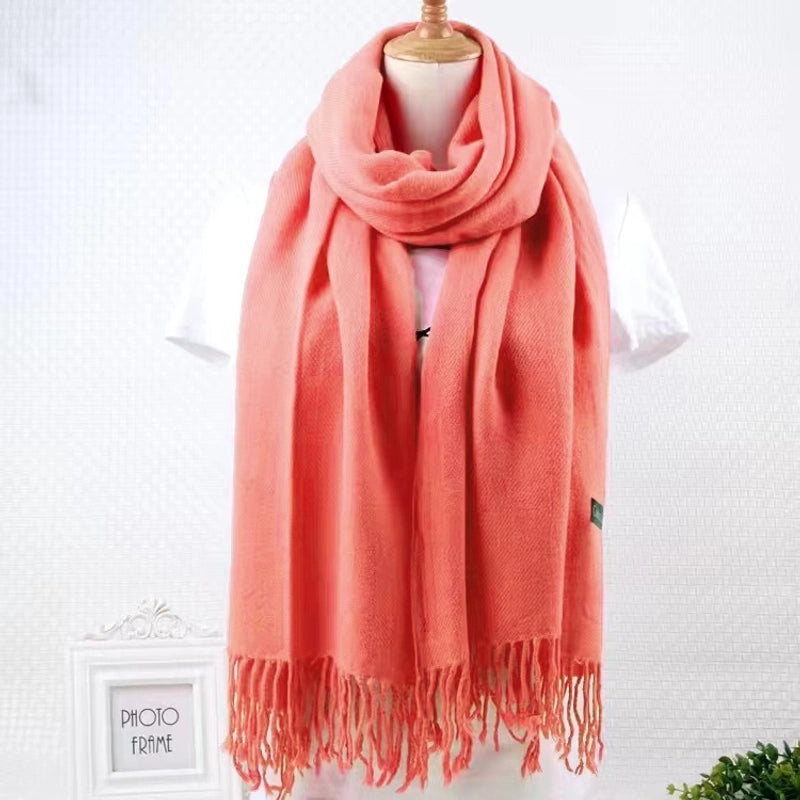 Double-sided Cashmere-like Autumn And Winter Couple Mid-length Warm  Sweet Women's Scarf Shawl