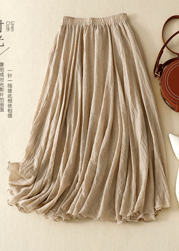 Boho Khaki Exra Large Hem Linen Skirts Spring