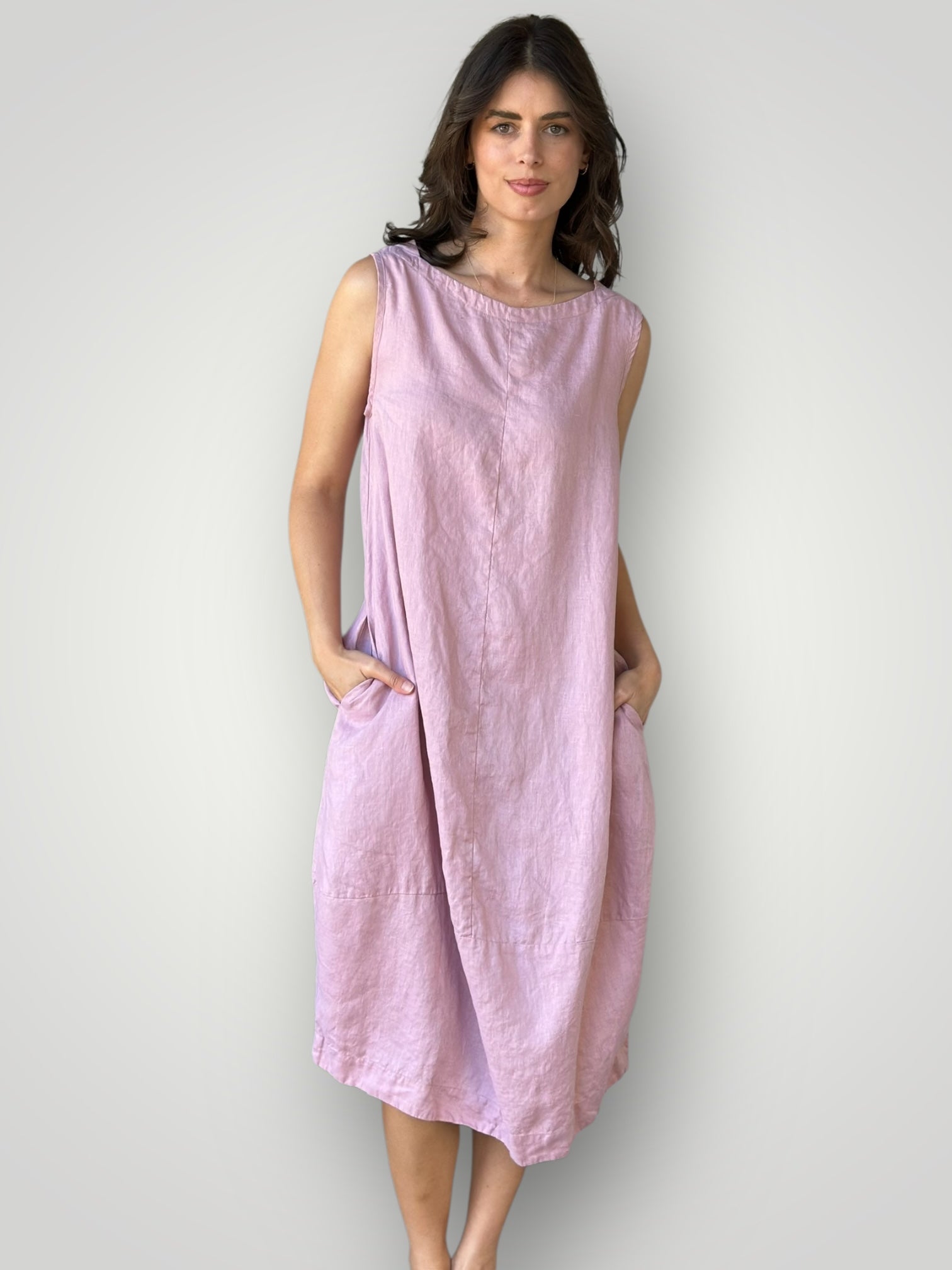 adele dress - dusty rose linen