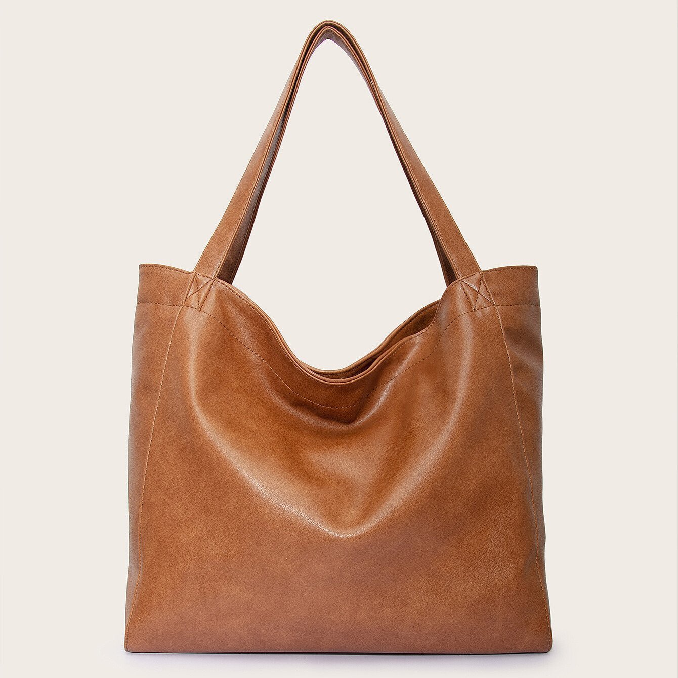 Women's Large Soft Leather Tote Bag With Pocket