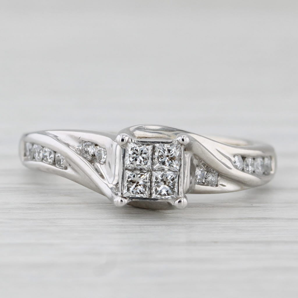 0.32ctw Princess Diamond Engagement Ring 10k White Gold Size 4.75