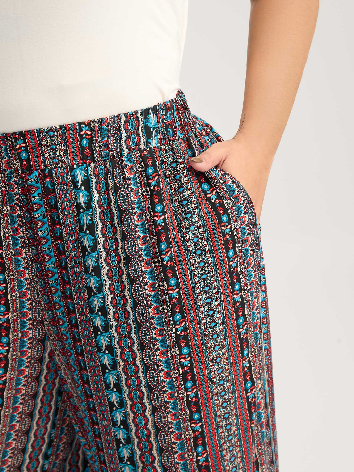 Boho Stripes Stretchy Waist Pants