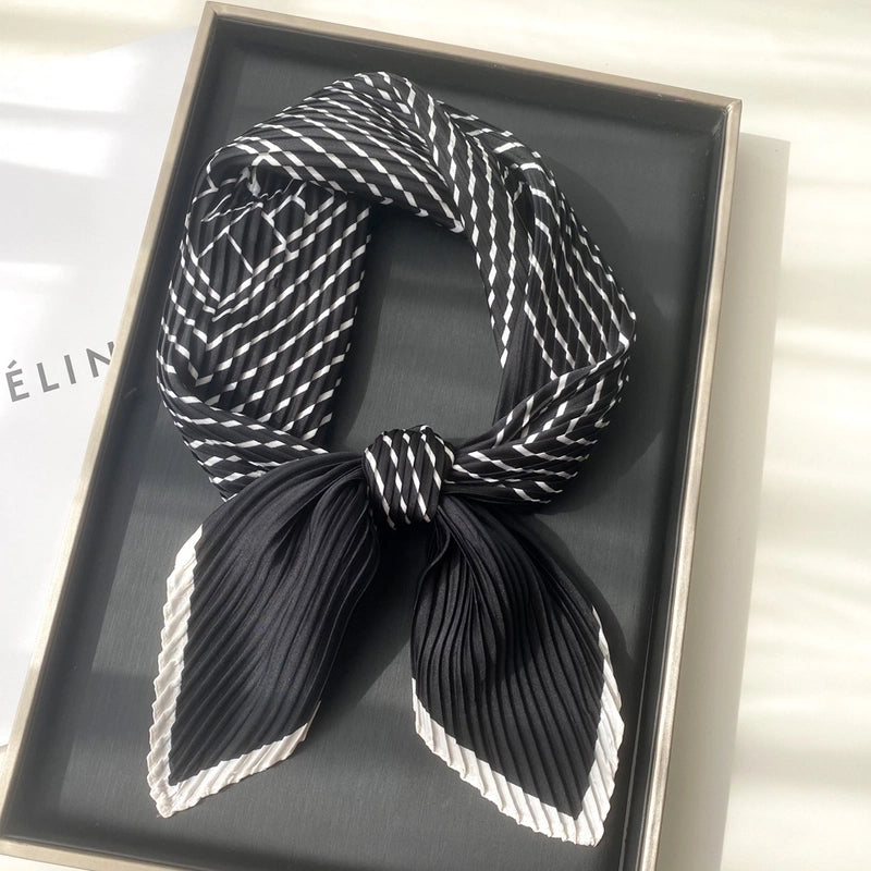 Women's Minimalist Stripe Satin Silk Scarves