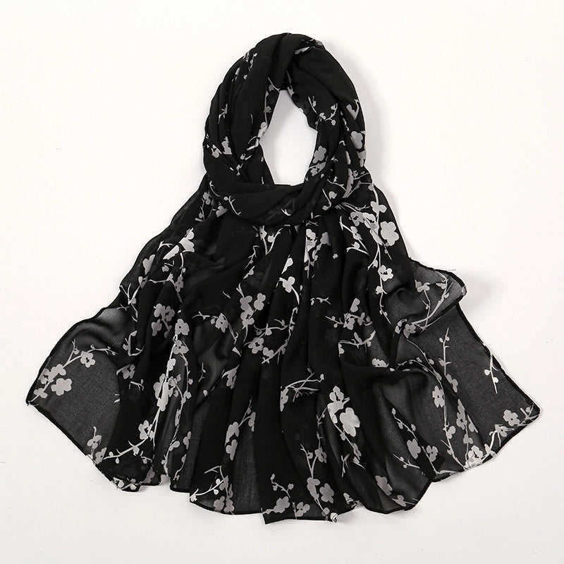 Women's Elegant Sweet Flower Polyester Scarf Shawl