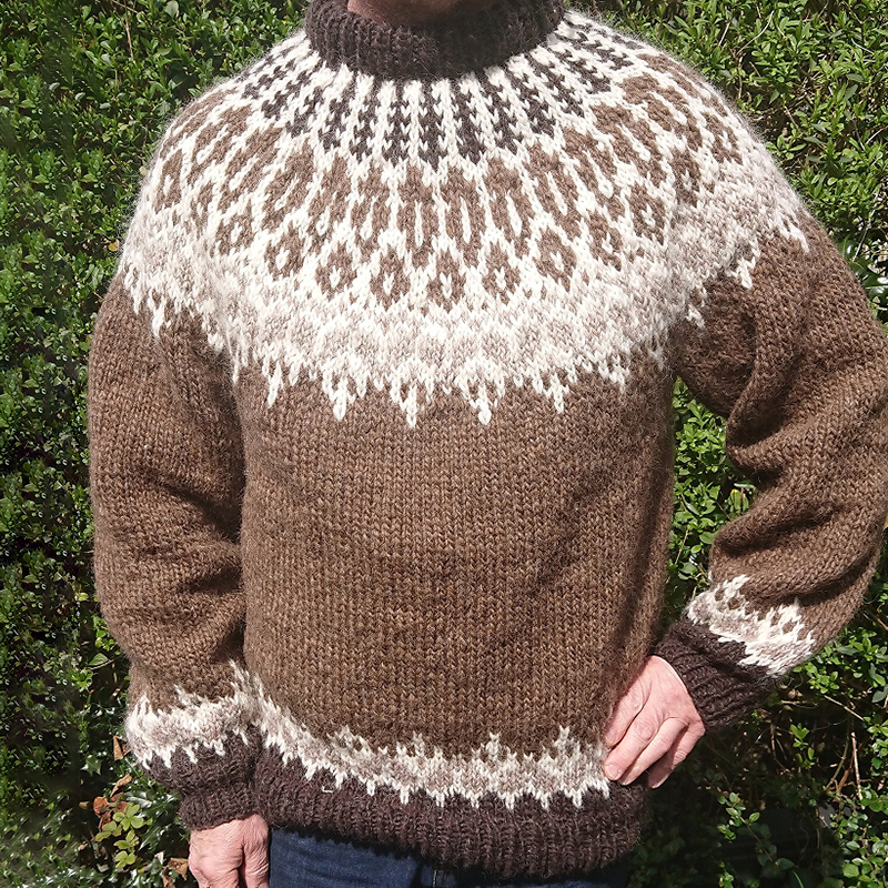 Vintage Warm Jacquard Iceland Crew Neck Sweater