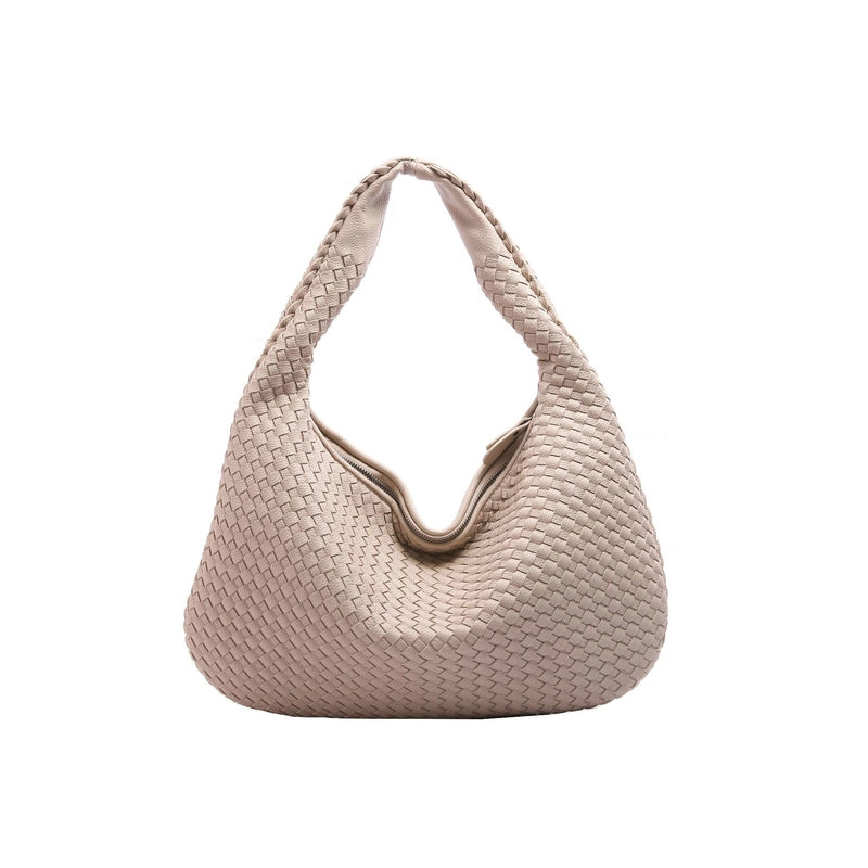 Women's Medium Pu Leather Solid Color Streetwear Weave Dumpling Shape Zipper Handbag