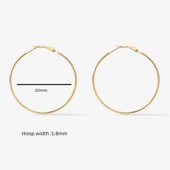 45mm Clasped hoops - Gold