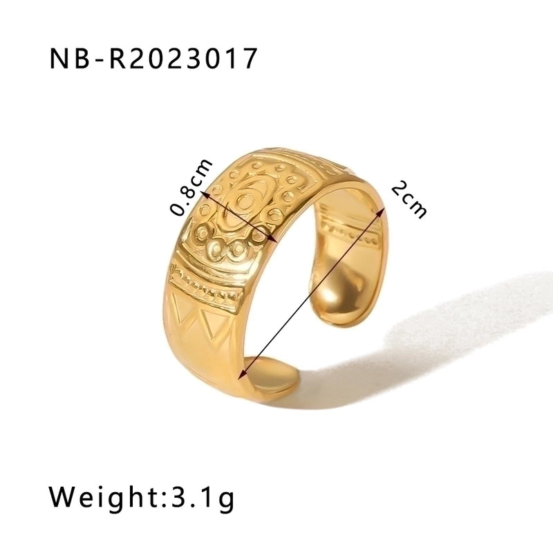 Stainless Steel 18K Gold Plated IG Style Basic Minimalist Plating Four Leaf Clover Heart Shape Flower Open Rings