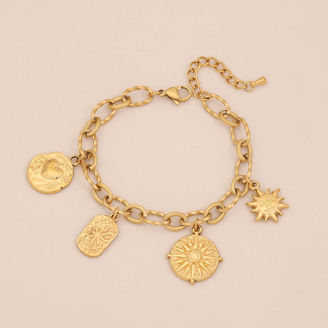 Geometric Metal Bracelet Star Moon Stainless Steel Jewelry B641