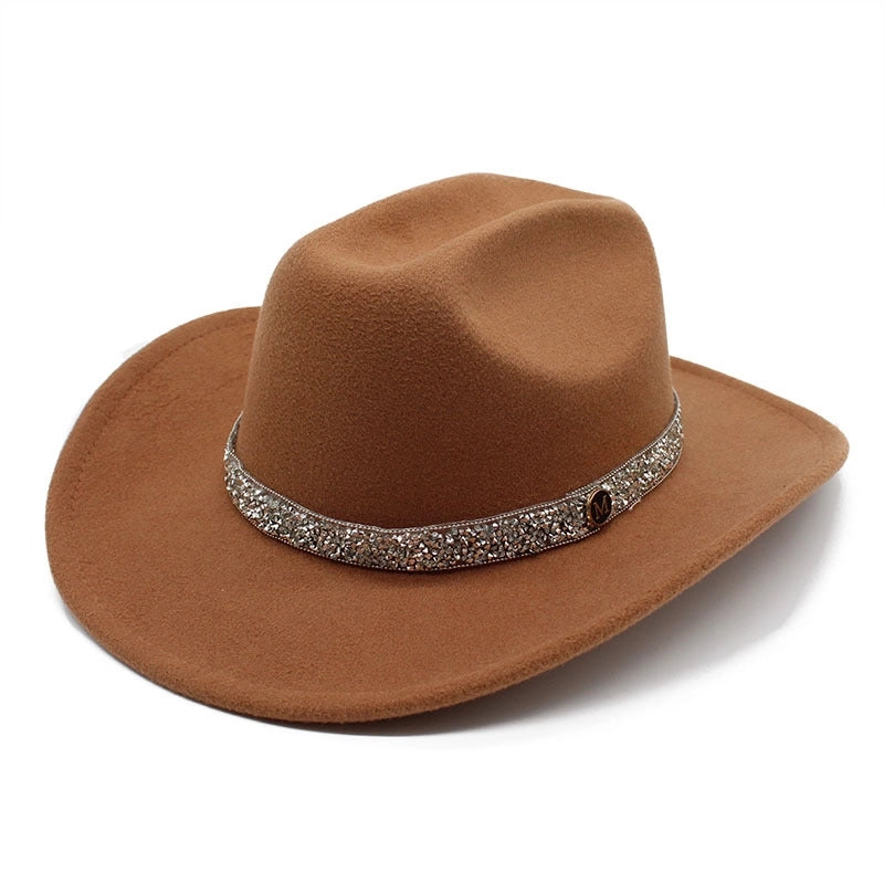Felt Top Hat Curved Edge Classic Belt Buckle Panama Hat Gentleman Hat Curling Sun Protection Sun Hat
