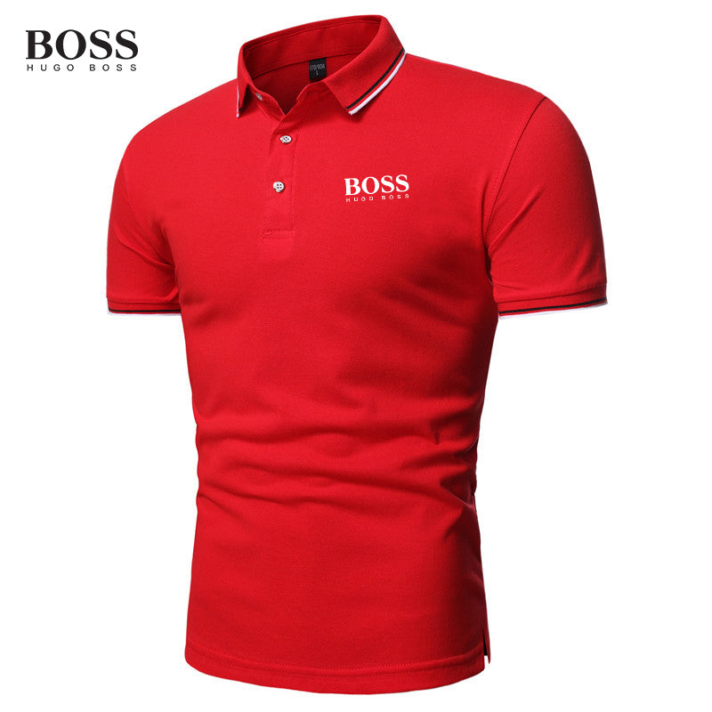 BOSS Men-s Button Stand Collar Short Sleeve Polo Shirts