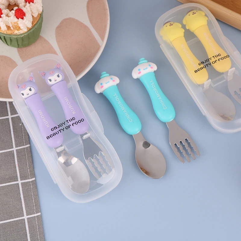 CUTE CARTOON ANIME SPOON FORK SET PORTABLE STAINLESS STEEL TABLEWARE