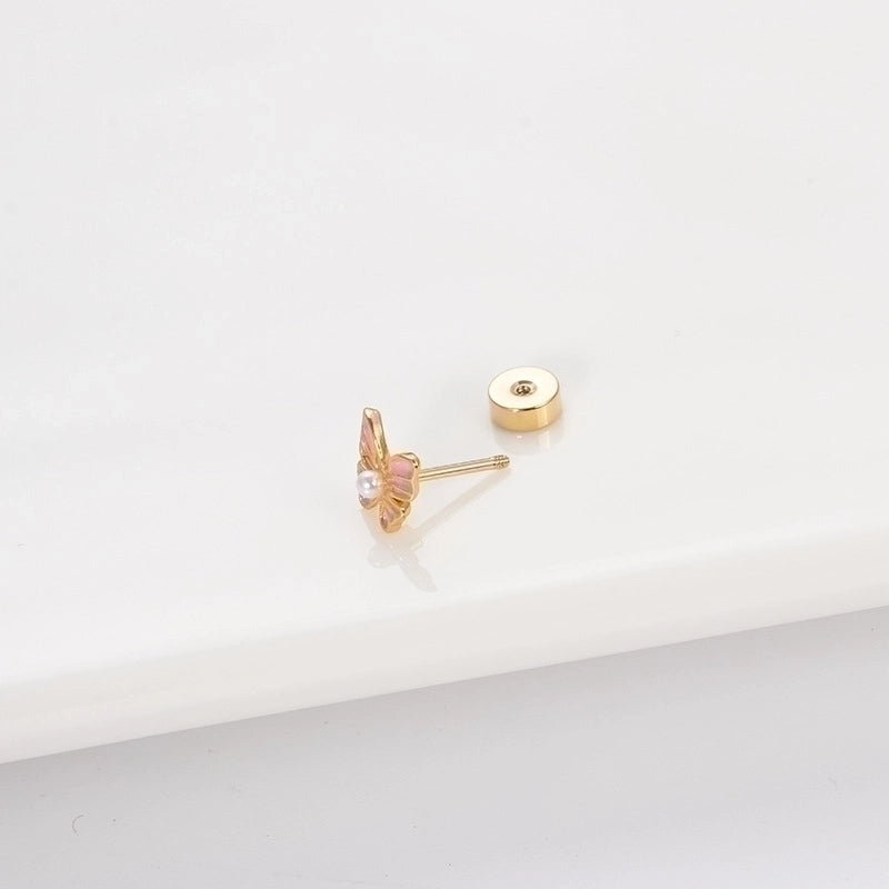 1 Piece Ear Cartilage Rings & Studs Hip-Hop Heart Shape Flower Butterfly 316L Stainless Steel  Copper Inlay Artificial Pearls Zircon