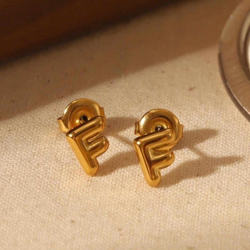 1 Pair Basic Minimalist Letter Solid Color 304 Stainless Steel 14K Gold Plated Ear Studs