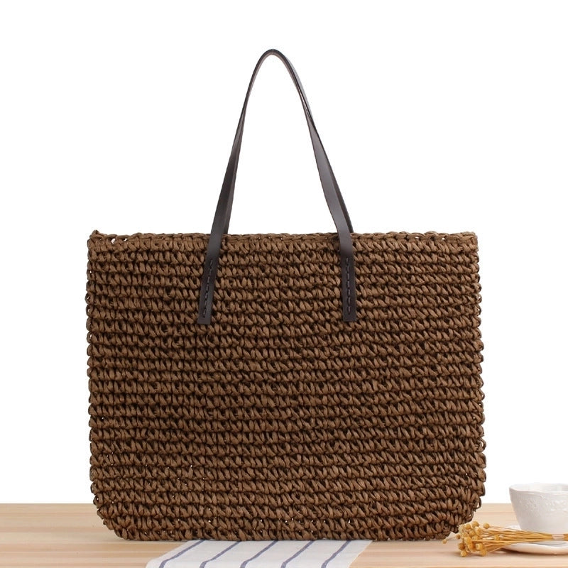 Women's Large Spring&summer Cotton Rope Basic Straw Bag