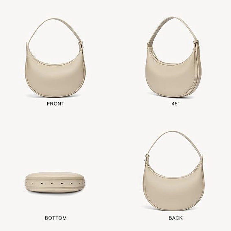 Women's Pu Leather Solid Color Basic Classic Style Dumpling Shape Zipper Underarm Bag
