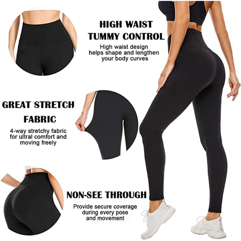 Pack Of 2 Leggings for Women Butt Lift-High Waisted Tummy Control Black Workout Yoga Pants