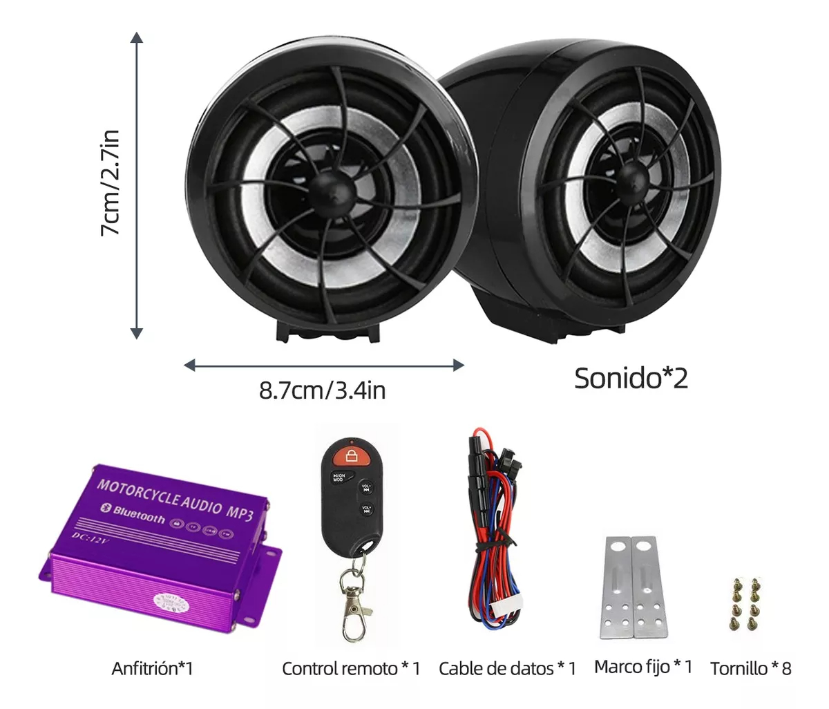 Bocinas Moto Alarma Con Bluetooth Usb Fm Tf