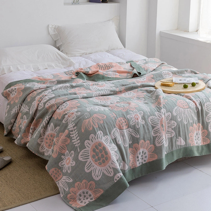 Towel Quilt Pure Cotton Five-Layer Gauze Towel Blanket Four Seasons Office Single Double Nap Blanket Quilt
