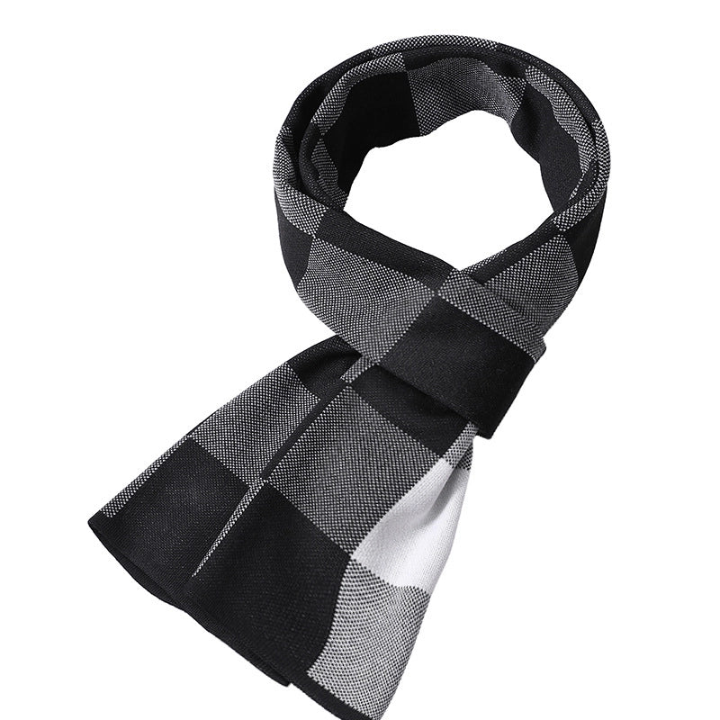 Men's Scarf Winter Warm Plaid Thickened Business Knitted Cashmere Thick Scarf Fashionable Scarf