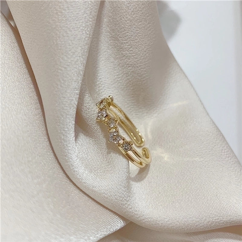 Fashion Heart Shape Butterfly Copper Plating Zircon Open Ring