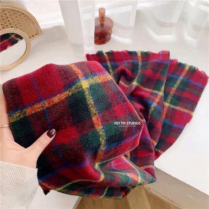 Plaid Scarf Women's Autumn And Winter  Long Student Couple Shawl Warm Cute  Thick Scarf