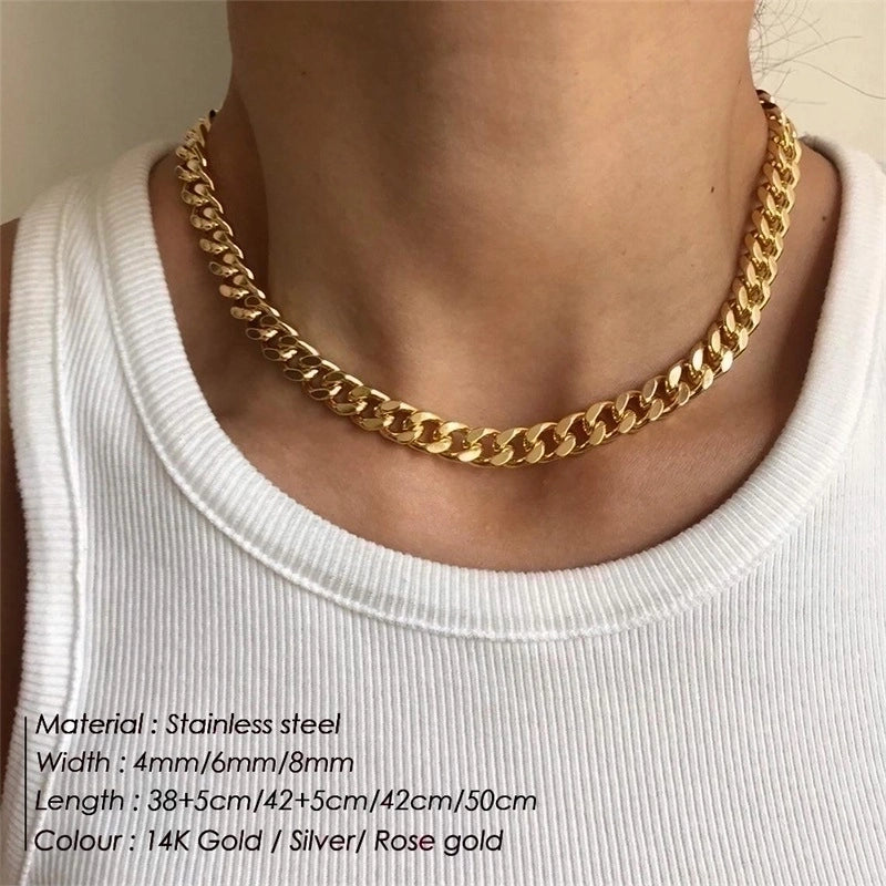 Stainless Steel 14K Gold Plated Fashion Plating U Shape Necklace