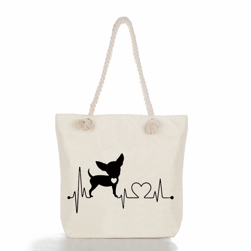 Women's Classic Style Cat Canvas Shopping Bags