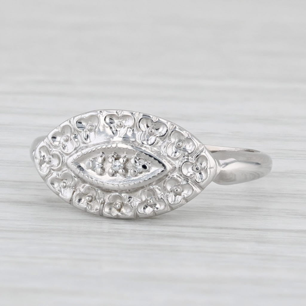 Vintage Diamond Princess Ring 10k White Gold Size 6