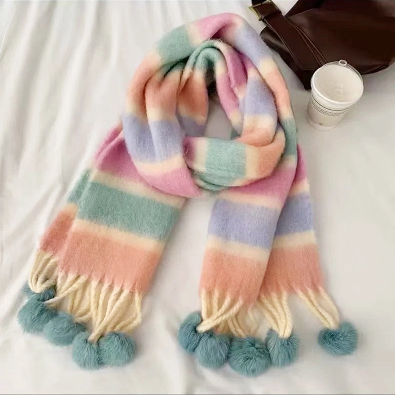 Women's Lady Minimalist Lattice Imitation Cashmere Scarf
