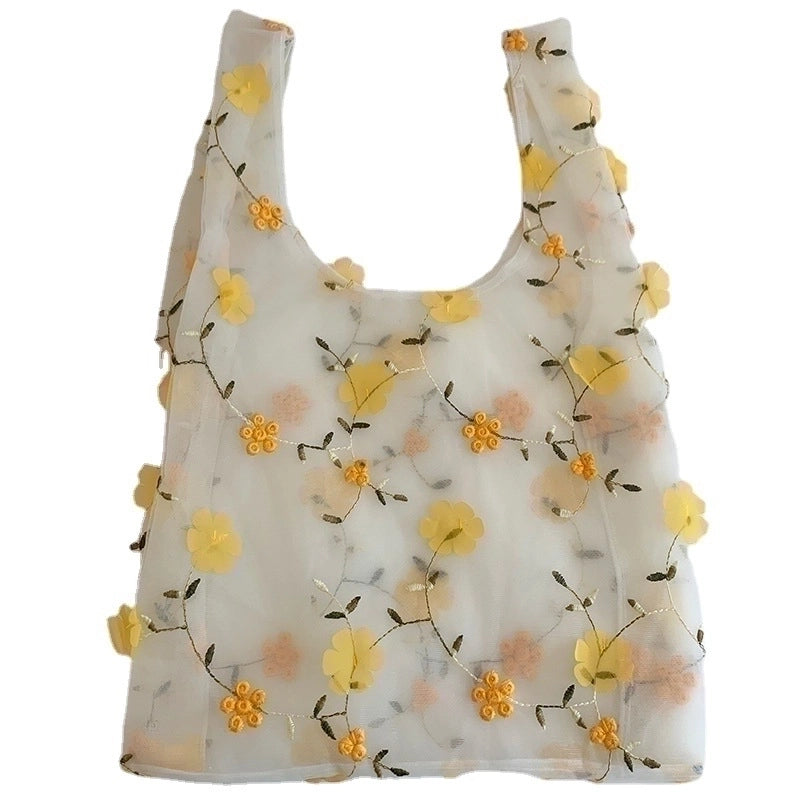 Women's Basic Flower Polyester Shopping Bags