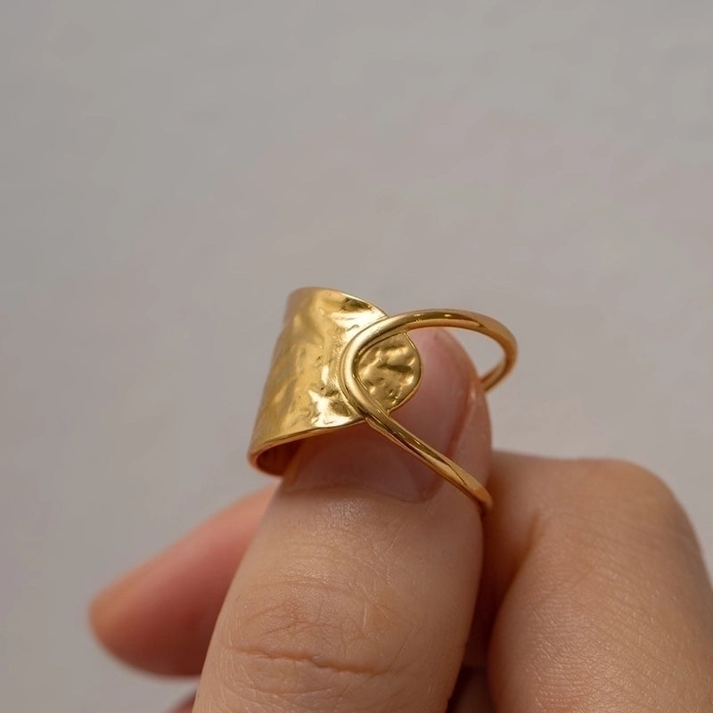 Retro Geometric 304 Stainless Steel Plating Open Ring