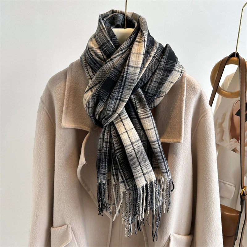 Women's Business Classic Style Color Block Imitation Cashmere Scarf